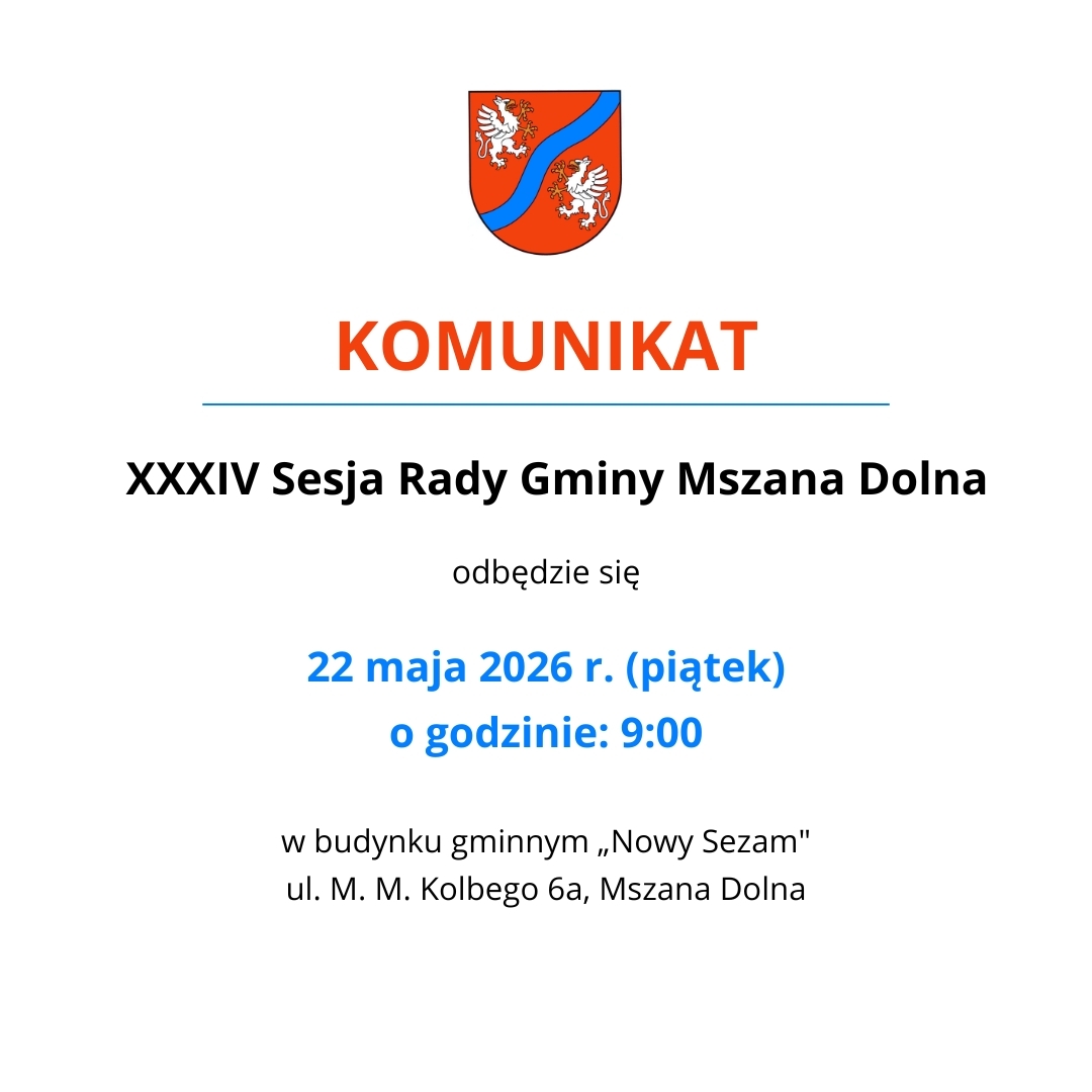 miniaturka dla wpisu o tytule: Komunikat o XXXIV sesji Rady Gminy.